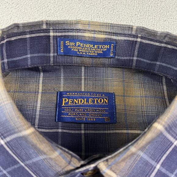 Sir Pendleton Shirt Mens Medium Purple Long Plaid Button Down Wool Casual - Picture 6 of 9